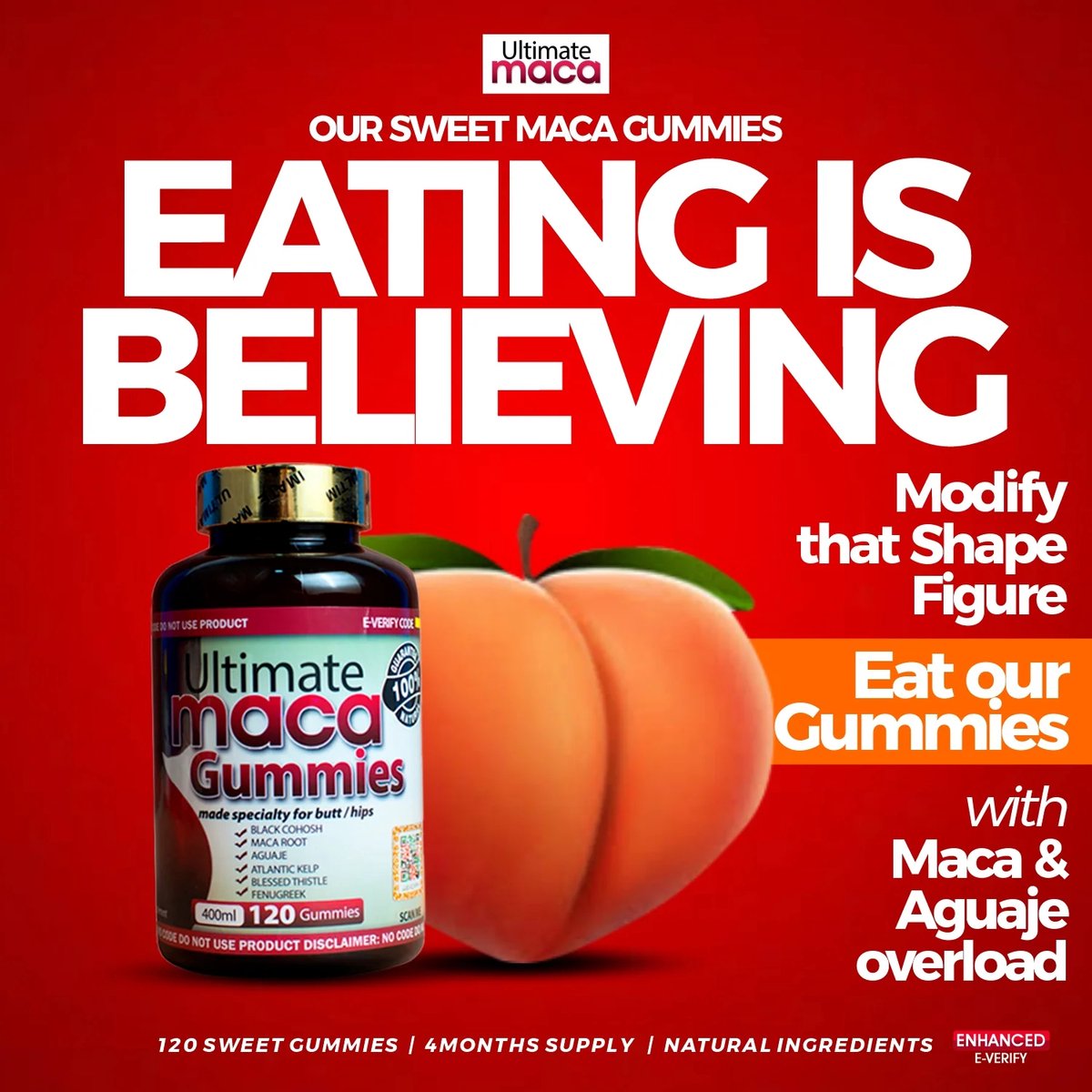 Ultimate Maca Gummies (120 Capsules) Import USA