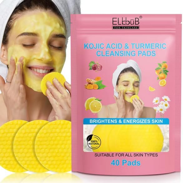 [40 Pcs] Turmeric Cleansing Pads For Dark Spots, Kojic Acid And Turmeric Cleansing Pads Helps Balance Skin Oil And Water, Fade Spots, Remove Excess Keratin From The Body'S Skin