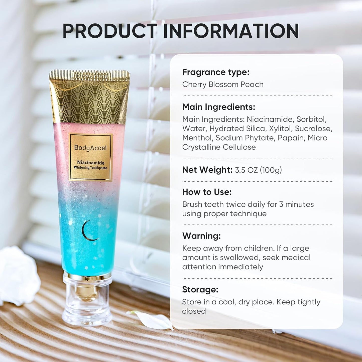 BodyAccel Niacinamide Toothpaste Whitening Formula – Advanced Daily Toothpaste for a Cleaner and More Radiant Smile