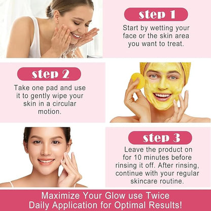[40 Pcs] Turmeric Cleansing Pads For Dark Spots, Kojic Acid And Turmeric Cleansing Pads Helps Balance Skin Oil And Water, Fade Spots, Remove Excess Keratin From The Body'S Skin
