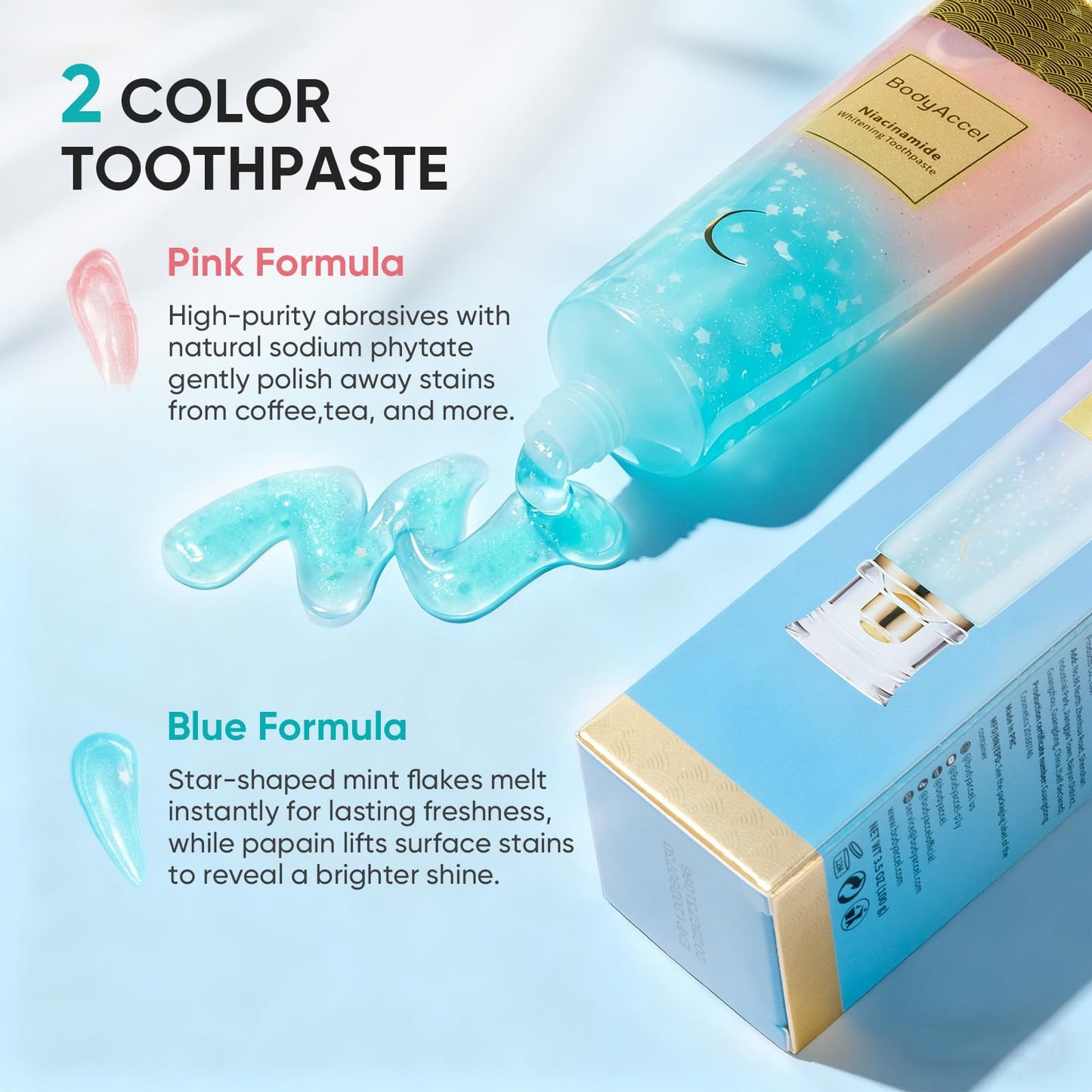 BodyAccel Niacinamide Toothpaste Whitening Formula – Advanced Daily Toothpaste for a Cleaner and More Radiant Smile