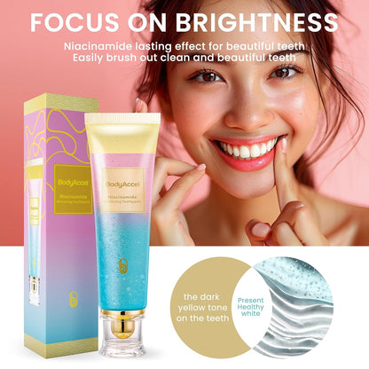 Pack BodyAccel Niacinamide Whitening Toothpaste, Triple Whitening Niacinamide Toothpaste, Brightens and Whitens Teeth, Natural Gentle, Fresh Breath