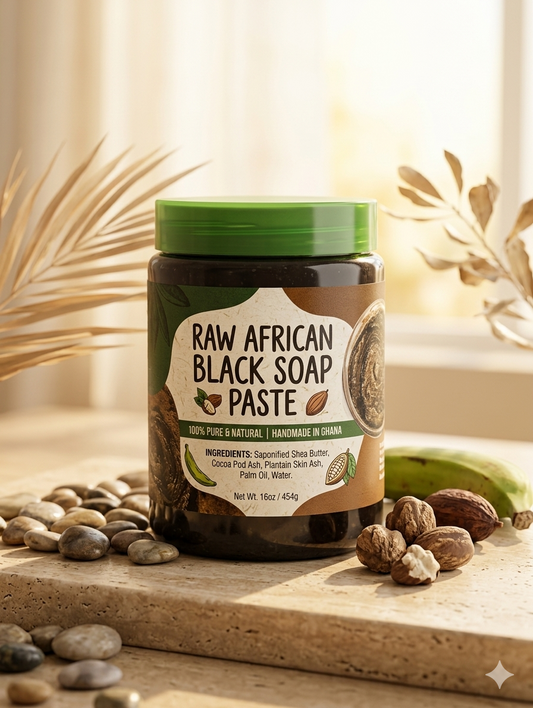 Raw African Black Soap Paste 100% Pure & Natural for Skin, Hair, Body (500 Gram)