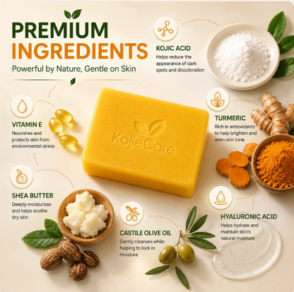 Handmade Turmeric & Kojic Soap | Imported from Africa | Natural Face & Body Cleansing Bar | Helps Reduce the Appearance of Dark Spots ( BUY 1 GET 1 FREE )