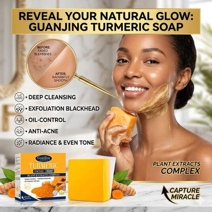 Handmade African Turmeric Soap, Imported from Africa, Natural Face & Body Cleansing Bar, Helps Improve the Appearance of Uneven Skin Tone, Suitable for All Skin Types