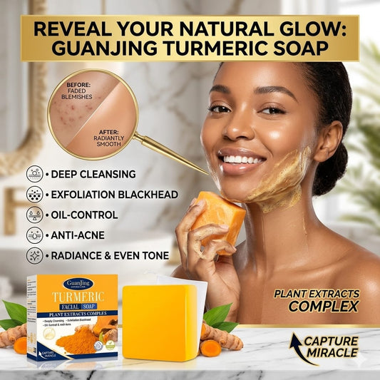 Handmade African Turmeric Soap, Imported from Africa, Natural Face & Body Cleansing Bar, Helps Improve the Appearance of Uneven Skin Tone, Suitable for All Skin Types